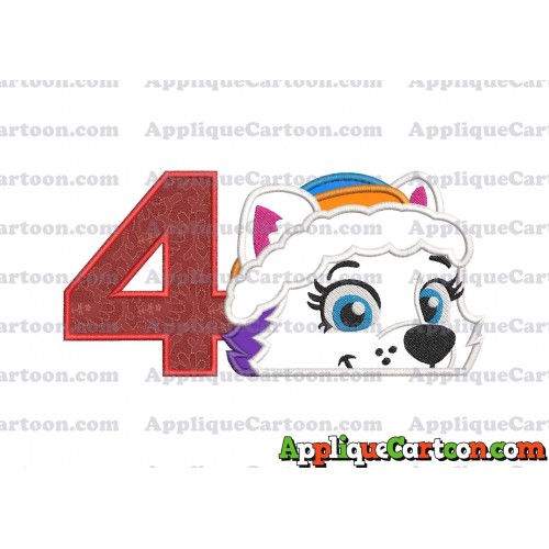 Everest Paw Patrol Head Applique 01 Embroidery Design Birthday Number 4