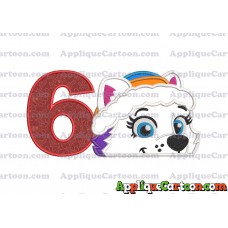 Everest Paw Patrol Head Applique 01 Embroidery Design Birthday Number 6