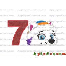Everest Paw Patrol Head Applique 01 Embroidery Design Birthday Number 7