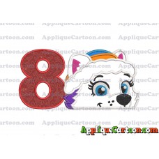 Everest Paw Patrol Head Applique 01 Embroidery Design Birthday Number 8