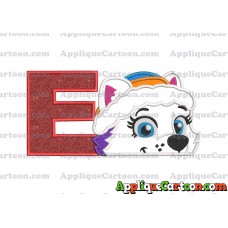 Everest Paw Patrol Head Applique 01 Embroidery Design With Alphabet E