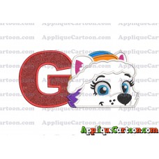 Everest Paw Patrol Head Applique 01 Embroidery Design With Alphabet G