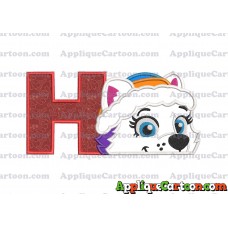 Everest Paw Patrol Head Applique 01 Embroidery Design With Alphabet H