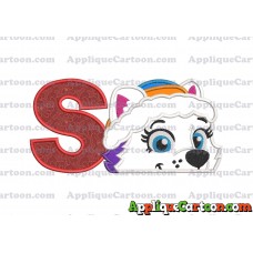 Everest Paw Patrol Head Applique 01 Embroidery Design With Alphabet S