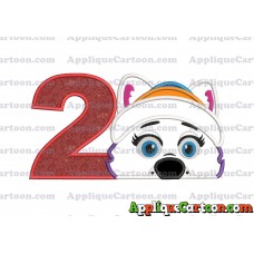 Everest Paw Patrol Head Applique 02 Embroidery Design Birthday Number 2