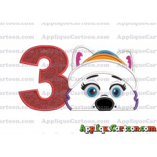 Everest Paw Patrol Head Applique 02 Embroidery Design Birthday Number 3