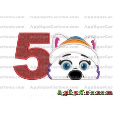 Everest Paw Patrol Head Applique 02 Embroidery Design Birthday Number 5