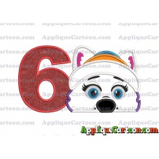 Everest Paw Patrol Head Applique 02 Embroidery Design Birthday Number 6