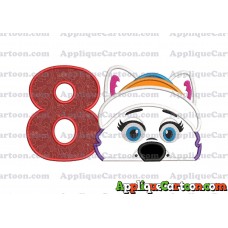 Everest Paw Patrol Head Applique 02 Embroidery Design Birthday Number 8