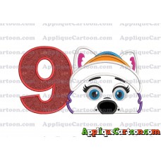 Everest Paw Patrol Head Applique 02 Embroidery Design Birthday Number 9