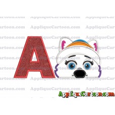 Everest Paw Patrol Head Applique 02 Embroidery Design With Alphabet A