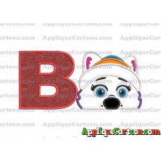 Everest Paw Patrol Head Applique 02 Embroidery Design With Alphabet B