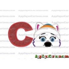 Everest Paw Patrol Head Applique 02 Embroidery Design With Alphabet C