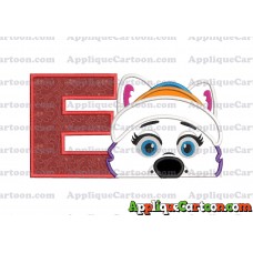 Everest Paw Patrol Head Applique 02 Embroidery Design With Alphabet E