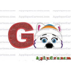 Everest Paw Patrol Head Applique 02 Embroidery Design With Alphabet G