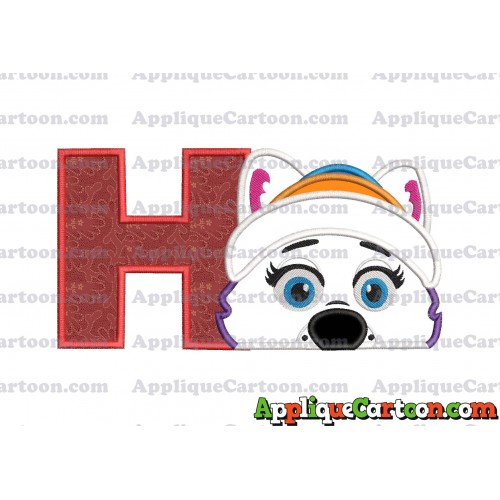 Everest Paw Patrol Head Applique 02 Embroidery Design With Alphabet H