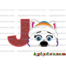 Everest Paw Patrol Head Applique 02 Embroidery Design With Alphabet J