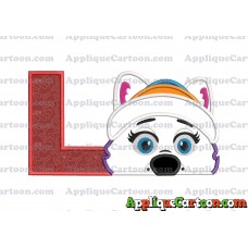 Everest Paw Patrol Head Applique 02 Embroidery Design With Alphabet L