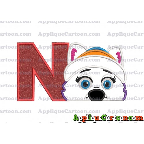 Everest Paw Patrol Head Applique 02 Embroidery Design With Alphabet N