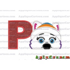 Everest Paw Patrol Head Applique 02 Embroidery Design With Alphabet P