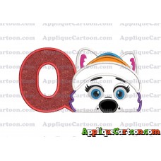 Everest Paw Patrol Head Applique 02 Embroidery Design With Alphabet Q