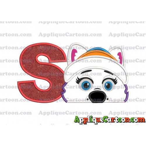 Everest Paw Patrol Head Applique 02 Embroidery Design With Alphabet S