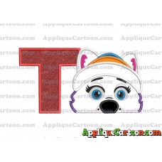 Everest Paw Patrol Head Applique 02 Embroidery Design With Alphabet T