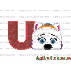Everest Paw Patrol Head Applique 02 Embroidery Design With Alphabet U