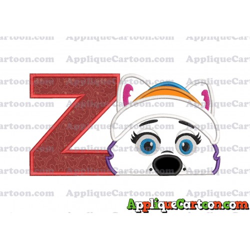 Everest Paw Patrol Head Applique 02 Embroidery Design With Alphabet Z