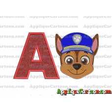 Face Chase Paw Patrol Applique Embroidery Design With Alphabet A