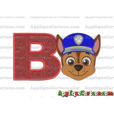 Face Chase Paw Patrol Applique Embroidery Design With Alphabet B