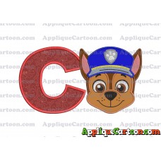 Face Chase Paw Patrol Applique Embroidery Design With Alphabet C