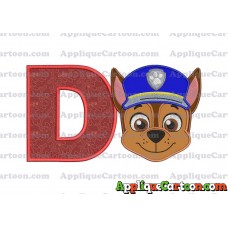 Face Chase Paw Patrol Applique Embroidery Design With Alphabet D