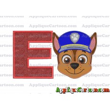 Face Chase Paw Patrol Applique Embroidery Design With Alphabet E