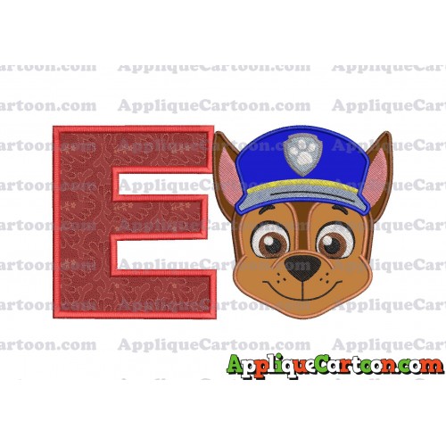 Face Chase Paw Patrol Applique Embroidery Design With Alphabet E