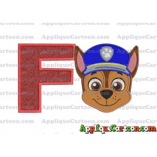 Face Chase Paw Patrol Applique Embroidery Design With Alphabet F