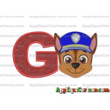 Face Chase Paw Patrol Applique Embroidery Design With Alphabet G