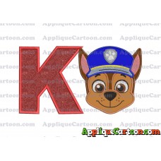 Face Chase Paw Patrol Applique Embroidery Design With Alphabet K