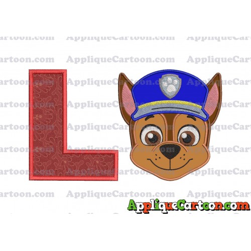 Face Chase Paw Patrol Applique Embroidery Design With Alphabet L