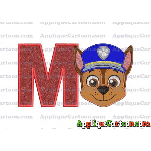 Face Chase Paw Patrol Applique Embroidery Design With Alphabet M