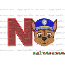 Face Chase Paw Patrol Applique Embroidery Design With Alphabet N