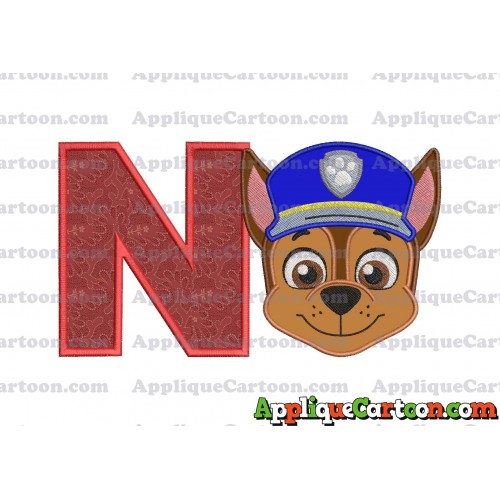 Face Chase Paw Patrol Applique Embroidery Design With Alphabet N