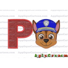 Face Chase Paw Patrol Applique Embroidery Design With Alphabet P