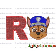 Face Chase Paw Patrol Applique Embroidery Design With Alphabet R