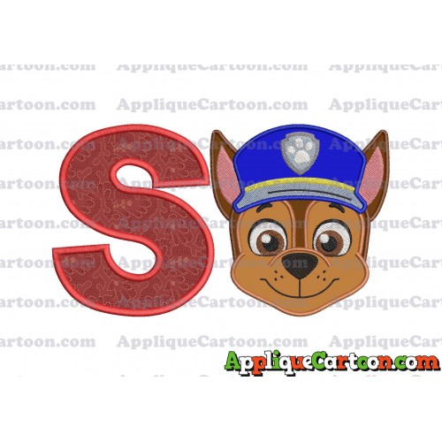 Face Chase Paw Patrol Applique Embroidery Design With Alphabet S
