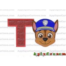 Face Chase Paw Patrol Applique Embroidery Design With Alphabet T
