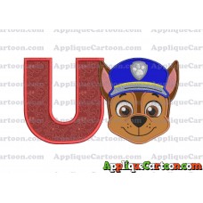Face Chase Paw Patrol Applique Embroidery Design With Alphabet U