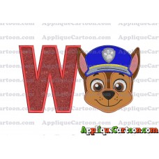 Face Chase Paw Patrol Applique Embroidery Design With Alphabet W