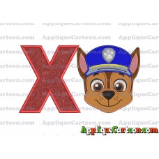 Face Chase Paw Patrol Applique Embroidery Design With Alphabet X