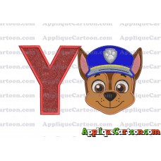 Face Chase Paw Patrol Applique Embroidery Design With Alphabet Y